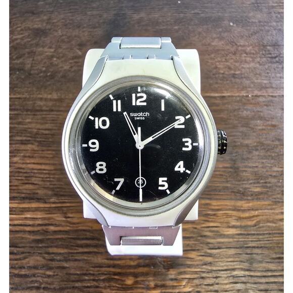 Men's Swatch Stripe Back Aluminum Mens Watch YES4011AG New Battery - Picture 1 of 9